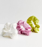 New Look 3 Pack Multicoloured Satin Scrunchies